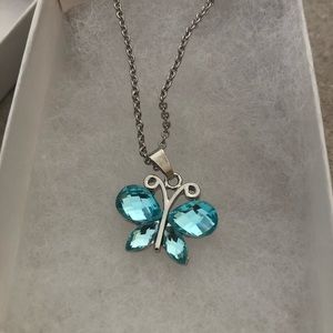 Aquamarine Butterfly Pendant & Necklace